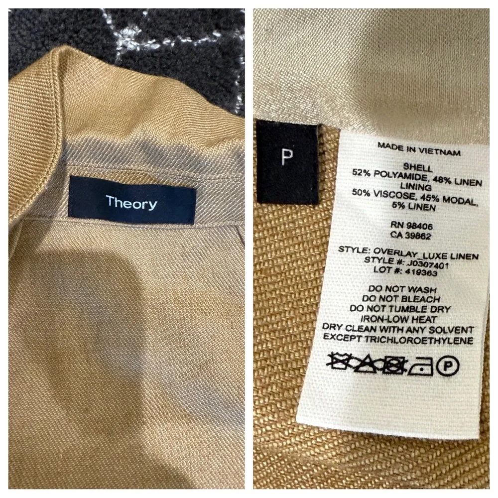 THEORY Open-front Overlay Luxe Linen Jacket In Hay Beige